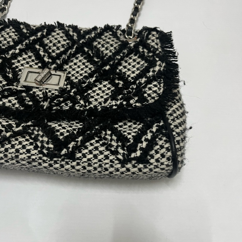 Y2K Black and White Tweed Handbag - Picture 3 of 9
